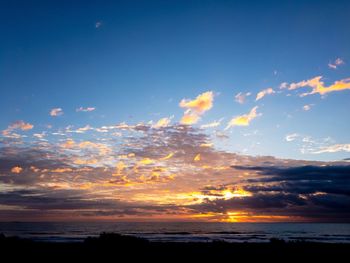 Scenic view of sea against sky at sunset