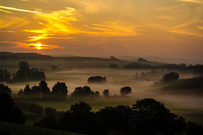 Scenic view of landscape against sky during sunset