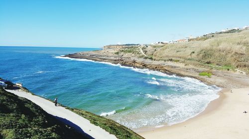 Scenic view of sea against clear sky