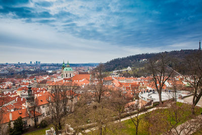 Petrin hill and the beautiful prague city old town seen form the prague castle viewpoint