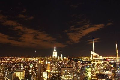 City lit up at night