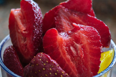 Close-up of strawberry in bowl