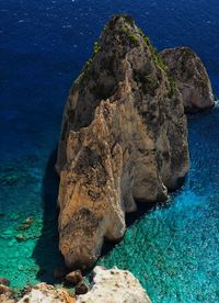 High angle view of rock formation at sea shore