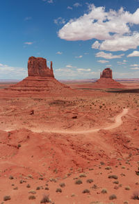 Rock formations in desert against sky