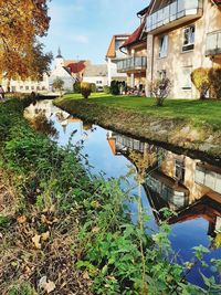 Reflection of building on lake