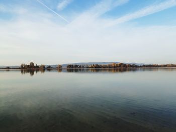 Scenic view of lake against sky