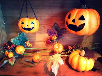 Halloween pumpkin on table