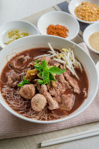 Close-up of food in bowl on table