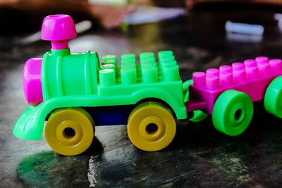 Close-up of toys on table