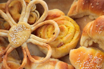 Close-up of homemade bread rolls