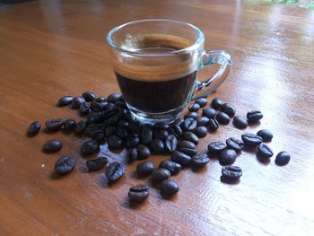 Close-up of coffee cup on table