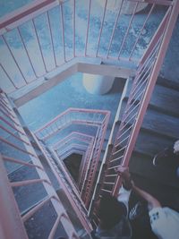 High angle view of spiral staircase