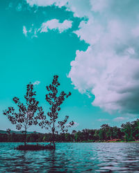 Scenic view of lake against sky