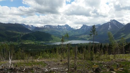 Scenic view of mountains against sky