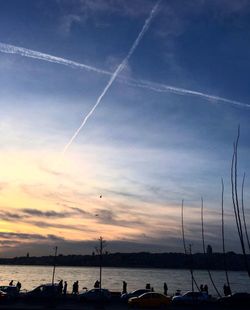 Scenic view of vapor trails in sky