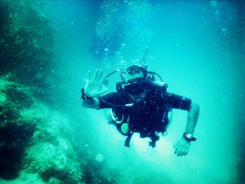 Portrait of a scuba diver underwater