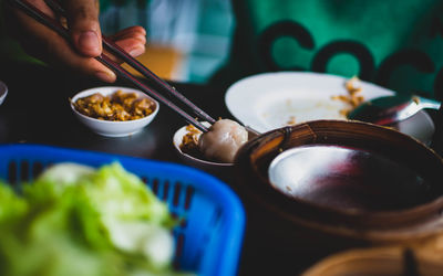 Close-up of person preparing food