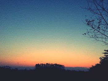 Silhouette landscape at sunset