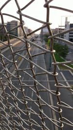 Close-up of wet chainlink fence