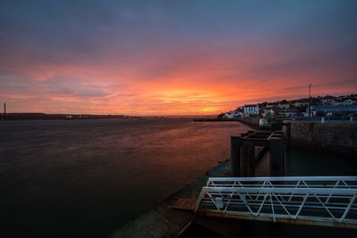 Scenic view of sea against sky at sunset