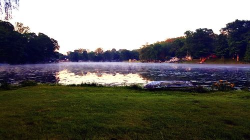 Reflection of trees in lake