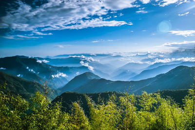 Scenic view of mountains against sky