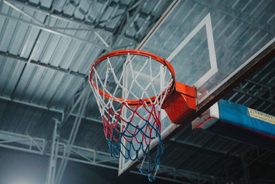 Low angle view of basketball hoop