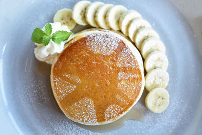 High angle view of dessert served in plate