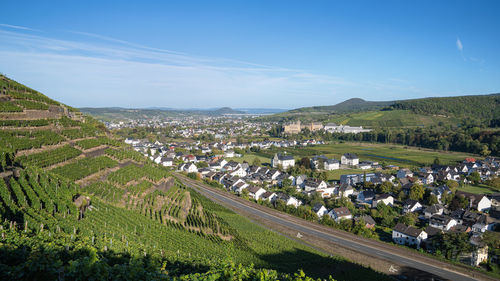 High angle view of townscape against sky