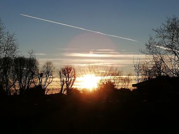 Silhouette trees against sky during sunset