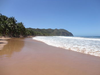 Scenic view of sea against clear sky