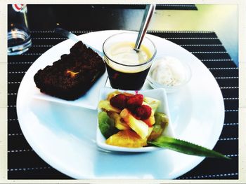 Close-up of food served in plate