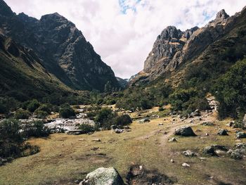 Scenic view of mountains against sky