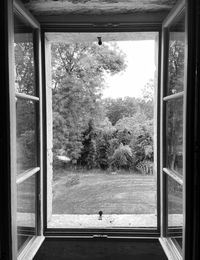 Woman seen through window of building