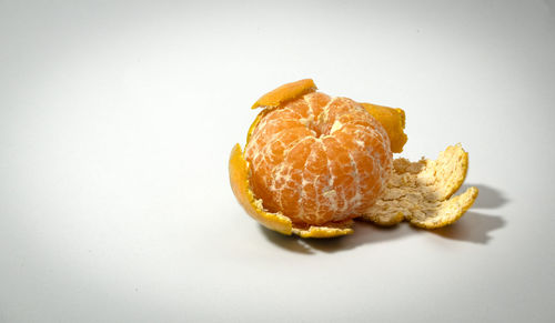 Close-up of banana on white background