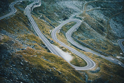 High angle view of vehicles on road