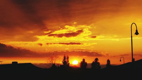 Silhouette of landscape at sunset