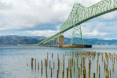 A view of the astoria-megler bridge in astoria, oregon.