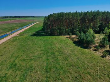 Scenic view of land against clear sky