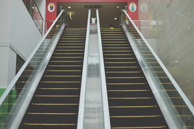 High angle view of escalator
