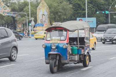 View of traffic on city street