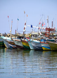 Fisher boats at the beach in the morning light in asia