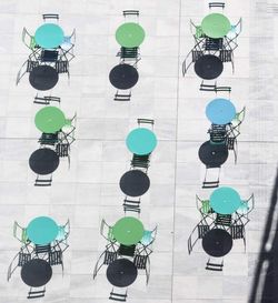 High angle view of chairs