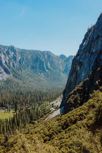 Scenic view of mountains against clear sky