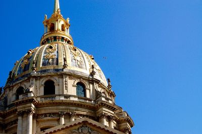 Low angle view of cathedral against clear blue sky