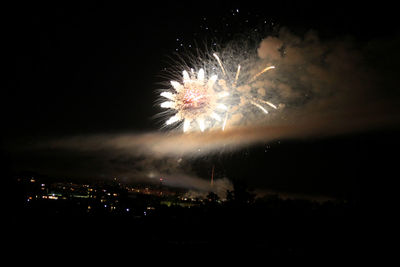Firework display at night