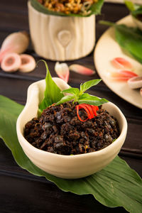 Close-up of food in bowl on table