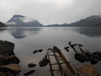 Scenic view of lake against sky