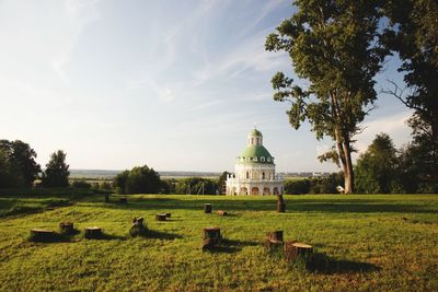 Scenic view of field against sky