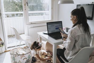 Woman working from home